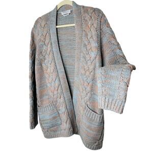 Gabriela Hearst Aguirre Blue Peach Cable Knit Cashmere Cardigan Sweater Large